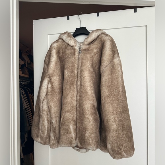 Free People Jackets & Blazers - Free People Hannah Hooded Faux Fur Coat